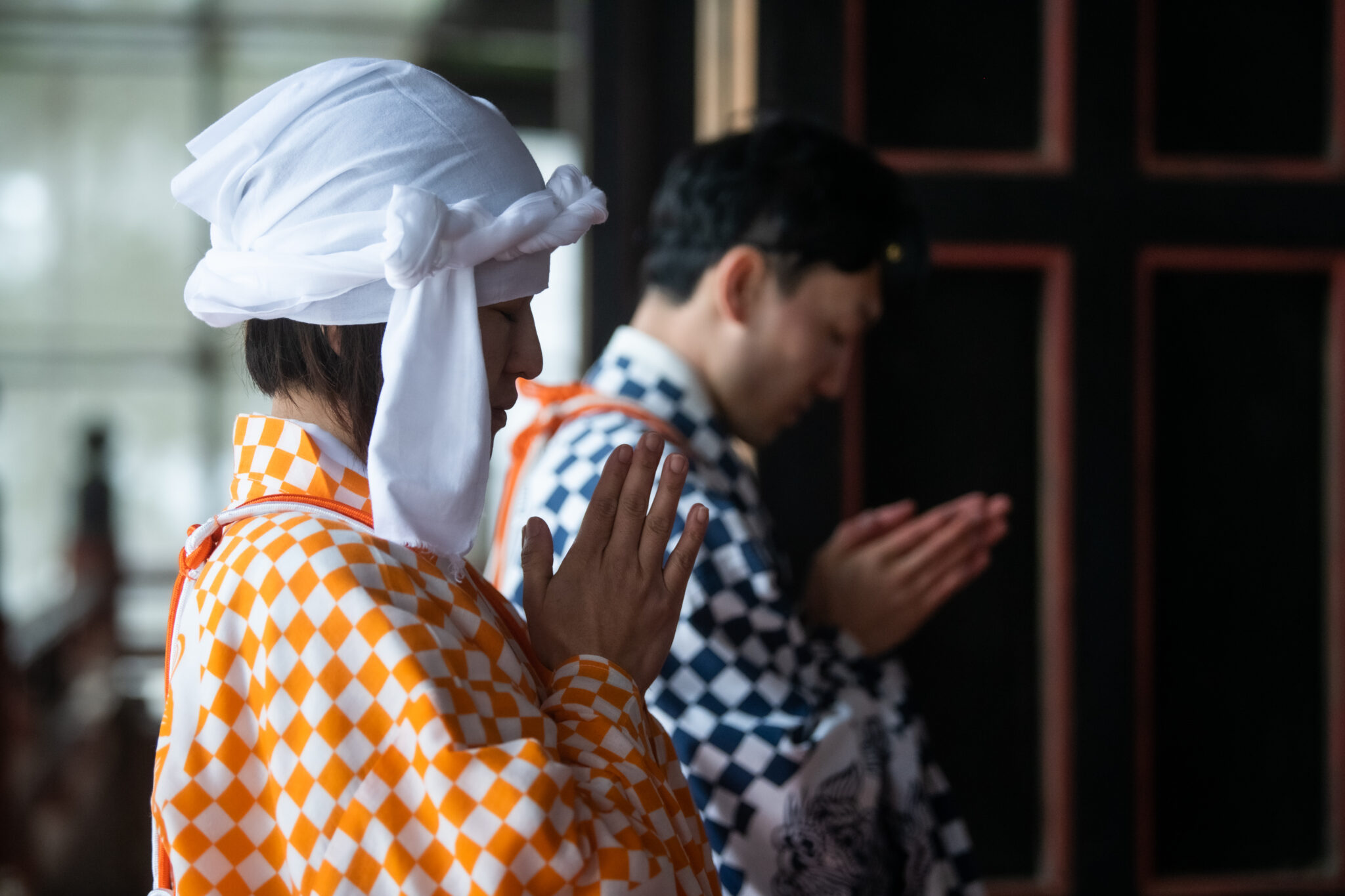 Miko disciple with Yamabushi priest